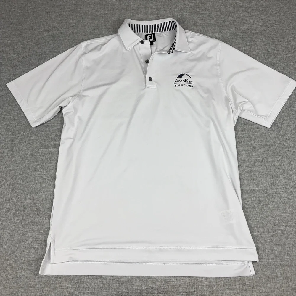 FootJoy Golf Polo Shirt Mens L White ArchKey Solutions Stretch Short Sleeve